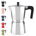 Mongdio Stovetop Espresso Maker Moka Pot, Stove Top Cuban Coffee Maker, Italian Greca Mocha Pot, 9 Espresso Cups, 15 oz - Silver
