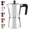 Mongdio Stovetop Espresso Maker Moka Pot, Stove Top Cuban Coffee Maker, Italian Greca Mocha Pot, 12 Espresso Cups, 20 oz - Silver