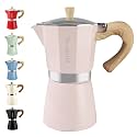 Mongdio Moka Pot Stovetop Espresso Maker, 9 Espresso Cup, 15 oz Pink