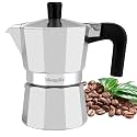 Mongdio Stovetop Espresso Maker Moka Pot, Stove Top Cuban Coffee Maker, Italian Greca Mocha Pot, 3 Espresso Cups, 5 oz - Silver