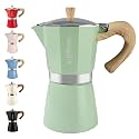Mongdio Moka Pot Stovetop Espresso Maker, 9 Espresso Cup, 15 oz Green