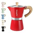 Mongdio Moka Pot Stovetop Espresso Maker, 6 Espresso Cup, 10 oz Red