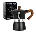 Mongdio Stovetop Espresso Maker Moka Pot, Cuban Coffee Maker Stove top coffee maker Moka Italian Espresso Greca Coffee Maker Brewer Percolator, 3 Espresso Cups, 5 oz - Black