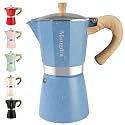 Mongdio Moka Pot Stovetop Espresso Maker, 12 Espresso Cup, 20 oz Blue