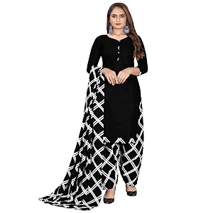 Monira Black Cotton Blend Printed Salwar Suit