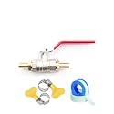 MONIT 1/2" Plated Brass Ball Valve with Solid Brass Hose Tails. Water Shut Off - 1 Piece with teflone Tape and 2 Hose clamp