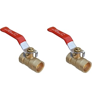 monit pack of 2 brass ball valve 12 inch bsp female thread  golden forged brass water control valve  heavy duty leak-proof shut off valve for home bathroom amp industrial use with teflone tap