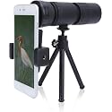 Monocular Telescope, 10?300X40 HD Portable Telescope, Retractable Cell Phone Camera Lens, Single Tube Telescope with Cell Phone Clip/Hanging Cord/Storage Bag/Tripod for Outdoor Sports