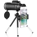 Monocular Telescope Fit for Phone 40X60 Fit for Smartphone Monocular Telescope Camera Camping Hiking with Compass Phone Clip Tripod