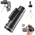 Monocular telescopes, 40x60 HD monocular Mobile Phone Lens monocular telephoto Binoculars Waterproof with Phone Holder Tripod for Wildlife Bird Watching Camping Travel