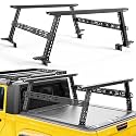 MONOKING Mid Size Truck Bed Rack, 17"-25" Adjustable Height Overland Cargo Rack with 2 MOLLE Panels, Pickup Rack for Rooftop Tent Camping Gear, Fits Gladiator JT Tacoma Frontier Colorado Canyon Ranger