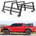 MONOKING Mid-Size Truck Overland Bed Rack Adjustable 16'' to 25'' High with 4 Molle Panels for Gladiator JT Tacoma Frontier Canyon Colorado Ranger Universal Ladder Cargo Rack for Camping Tent Kayak