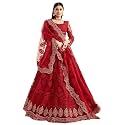 Monrav Women`s Net Embroidered Semi Stitched Lehenga Choli (RG01_Green_Free Size)