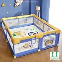 MONSTECH Medium 120cm * 120cm Play Pens for Babies and Toddlers Baby Fence Baby Play Yards for Indoor &amp; Outdoor with Breathable Mesh Anti-Fall Playpen and Safety Lock(No MAT/NO CUSION)