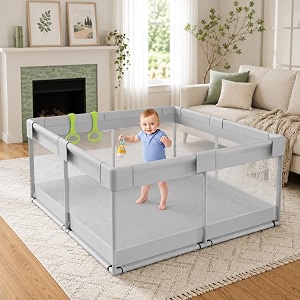 monstech large baby playpen 120x120cm playpen for babies up to 5 years with safety lock breathable mesh playpen for babies kids activity center 120  120