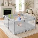 MONSTECH Large Baby Playpen 120x120cm Playpen for Babies up to 5 Years with Safety Lock, Breathable Mesh Playpen for Babies, Kids Activity Center (120 * 120)