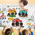 Monster Truck Coloring Tablecloth for Kids, Large 30x72 Inch Poster with Giant Wheels, Trucks, Perfect for Boy Birthday Party Games, Racing Decorations, Classroom Fun, Celebration Supplies
