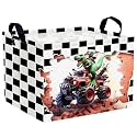 Monster Truck Storage Bin Collapsible Boys Car Gift Basket Organizer Kids Racing Room Bedroom Decor(Grid Dinosaur Monstertruck)