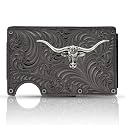 Montana Silversmiths Made in the USA Western Lifestyle Credit Card &amp; Cash Case (Longhorn Gunmetal)