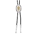 Montana Silversmiths Western Lifestyle Braided Leather Cord Silver Finished Arrow Pointed Tips Southwestern Style Bolo Tie