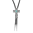 Montana Silversmiths Western Lifestyle Braided Leather Cord Silver Finished Arrow Pointed Tips Southwestern Style Bolo Tie