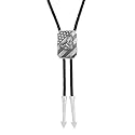 Montana Silversmiths Western Lifestyle Braided Leather Cord Silver Finished Arrow Pointed Tips Southwestern Style Bolo Tie