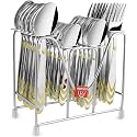 Montavo by FnS Magna 24 Karat Gold Plated 24 Pieces Stainless Steel Cutlery Set with Hanging Stand, 6 Dinner Spoons, 6 Dinner Forks, 6 Tea Spoons &amp; 6 Baby Spoons, Luxury Flatware Set