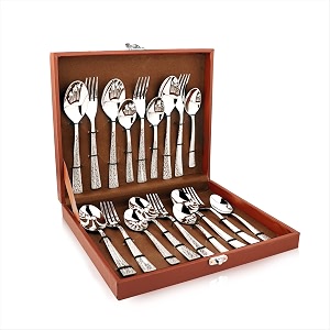 montavo by fns pacific 18 pc cutlery set with leatherette box 6 dinner spoon 6 dinner fork 6 tea spoon amp 1 leatherette box