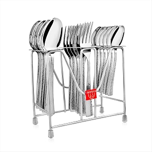 montavo by fns pacific cutlery set with hanging stand - pacific 18 pcs 6 dinner spoon 6 dinner fork 6 tea spoon amp 1 hanging stand