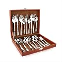 Montavo by FnS Pacific 18 Pc Stainless Steel Cutlery Set with Leatherette Box, 6 Dinner Spoons, 6 Dinner Forks, 6 Tea Spoons, Rust-Resistant, Mirror Polished Flatware, Service for 6, Gift Set