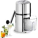 Montavo by FnS Stainless Steel Ice Crusher Manual Machine with Stylish Mirrored Finish Includes a Scoop and Ice Tray