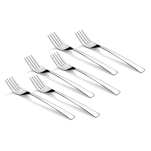 montavo by fns 6 pieces stainless steel dinner fork set for home amp kitchen 18 cm long fruit fork for dining table dining tableware cutlery set trendz design