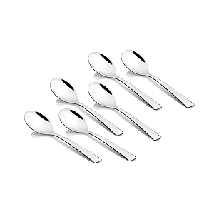montavo by fns 6 pieces stainless steel tea spoon set for tea coffee sugar amp spices small spoons  premium cutlery  dishwasher safe tableware home kitchen dining amp gifting trendz design