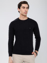 MONTE CARLO Men Solid Round Neck Black