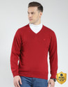 MONTE CARLO Men Solid V Neck Maroon