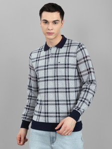 MONTE CARLO Striped Men Polo Neck Grey