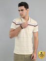 MONTE CARLO Men Striped Polo Neck Cotton