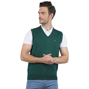 monte carlo mens pure wool green solid v neck sweater 1220510sl-2348