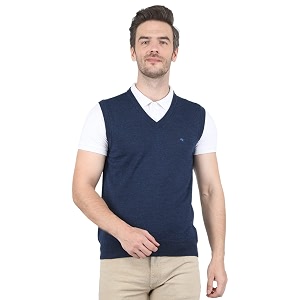 monte carlo mens pure wool green solid v neck sweater 1220510sl-2348