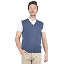 Monte Carlo Mens Pure Wool Green Solid V Neck Sweater |1220510SL-2348
