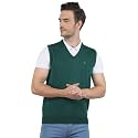 Monte Carlo Mens Pure Wool Green Solid V Neck Sweater |1220510SL-2348