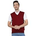 Monte Carlo Mens Pure Wool Green Solid V Neck Sweater |1220510SL-2348