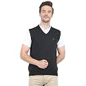 Monte Carlo Mens Pure Wool Green Solid V Neck Sweater |1220510SL-2348