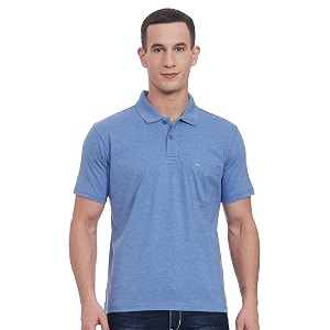 Monte Carlo Mens S.Blue Plain Collar T-Shirt