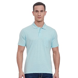 Monte Carlo Mens S.Blue Plain Collar T-Shirt