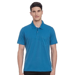 Monte Carlo Mens S.Blue Plain Collar T-Shirt