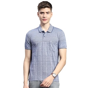 Monte Carlo Mens Striped Cotton Blend Polo