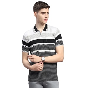 Monte Carlo Mens Striped Cotton Blend Polo