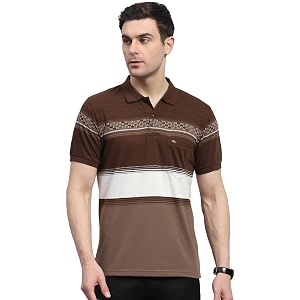 Monte Carlo Mens Striped Polo Collar Half