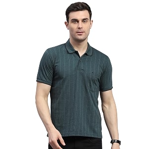 Monte Carlo Mens Striped Polo Collar Half